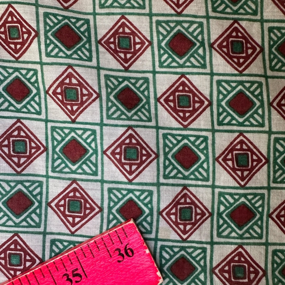 Yves Saint Laurent Burgundy and Green Vintage Patterned Scarf - Picture 5 of 11